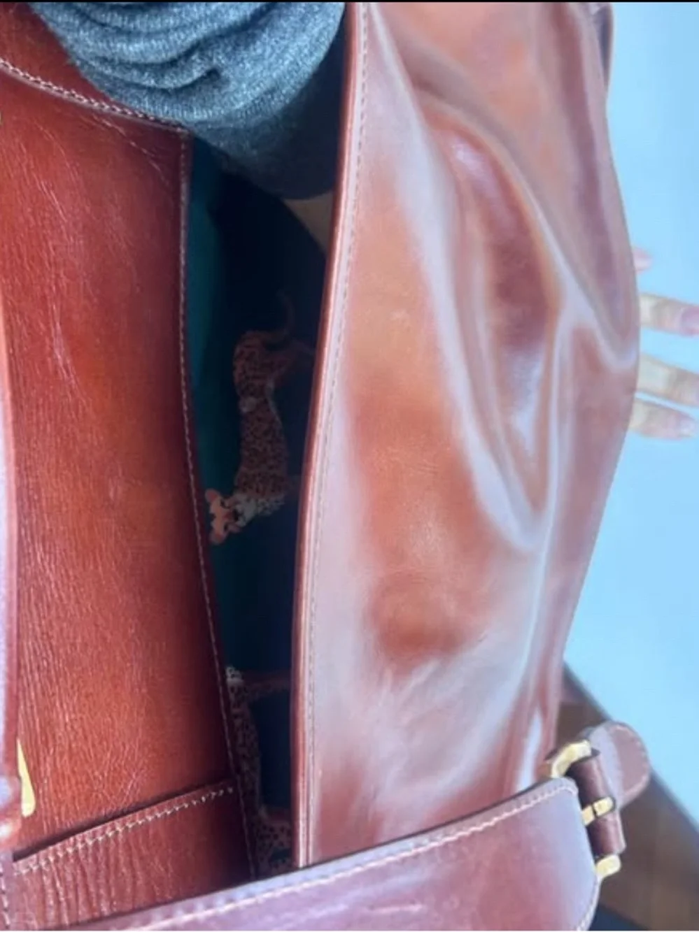 Beautiful Men's Colombian Leather Briefcase in Chestnut Brown with Buckle Straps